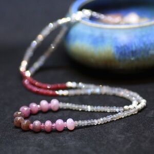 New - ONE OF A KIND Ruby Sapphire Necklace / Wrap Bracelet – Sterling Silver